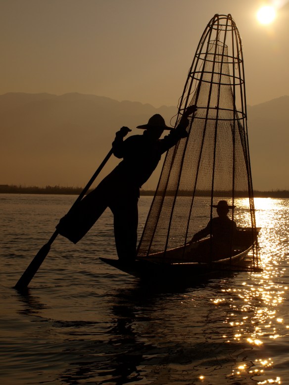 A classic scene with a leg-rower.